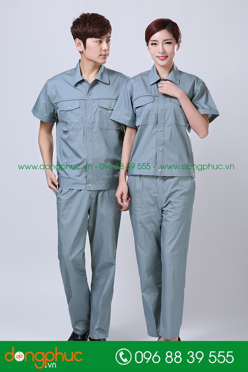 Mẫu bảo hộ màu ghi đậm cộc tay